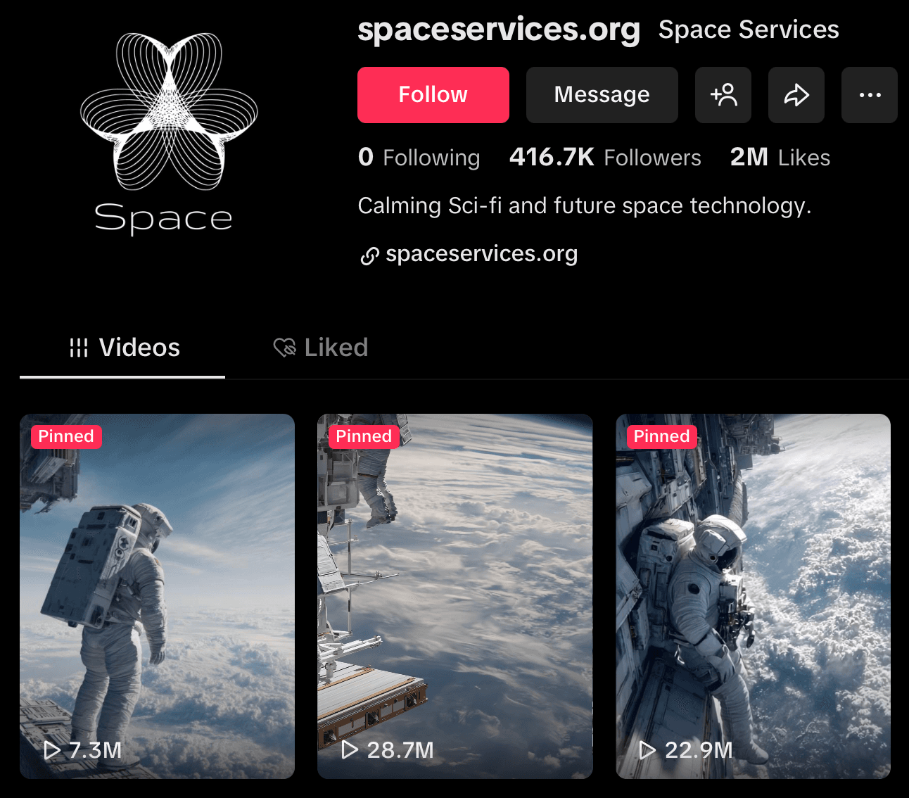 Space Services TikTok profile - 416.7K followers, 2M likes